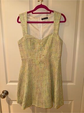 SHEIN Pastel Yellow Tweed A-Line Mini Dress